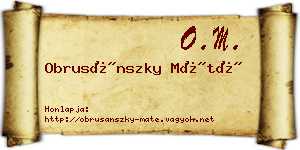 Obrusánszky Máté névjegykártya